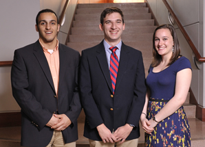Ahmed Eissa, Nathan Rehr, and Valerie Parks 2012-2013 Jacob Blaustein Public Affairs Scholars in the Sondheim Scholarship Program. 